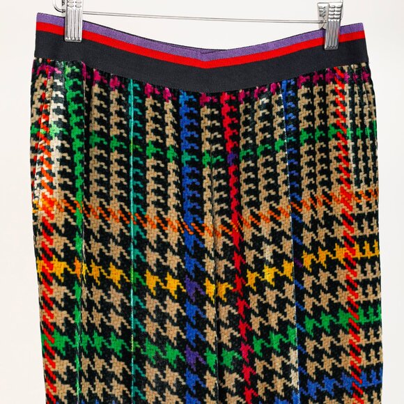Etro Beige & Black Multicoloured Houndstooth Velvet Pants - Picture 3 of 9
